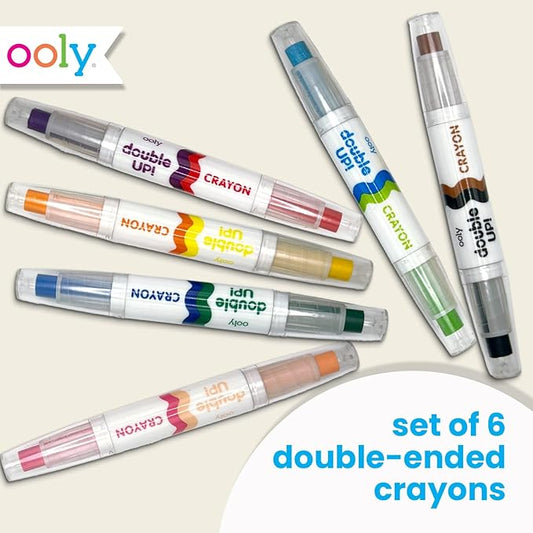 Ooly Double Sided Set of 6 Crayons, 12 Total Colors, Non Toxic, Water Soluble Twistable Crayons in Plastic Tubes to Prevent Breaking and Messes