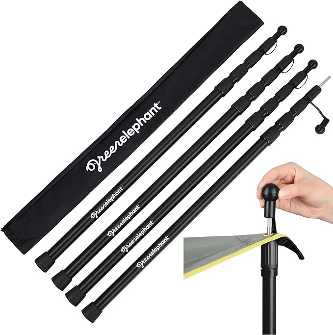 Green Elephant Tarp Poles - Tent Poles, Tent Poles Replacement, Tent Poles for Tarp, Canopy Poles, Awning Poles, Telescoping Tarp Poles, Tarp Poles Adjustable Heavy Duty, Aluminum Tent Pole Set of 4