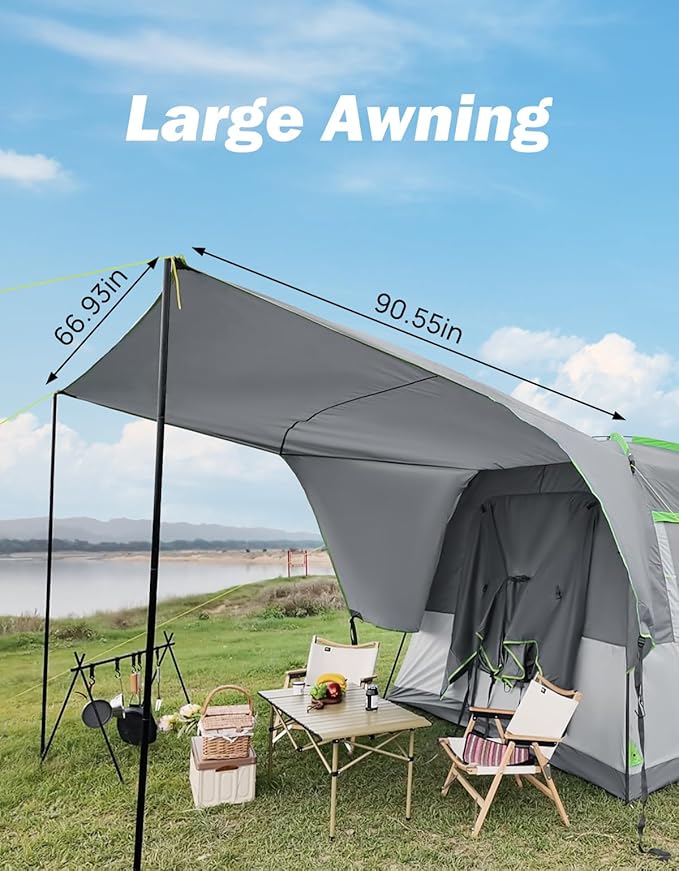 JOYTUTUS Dual-Use SUV Tent, SUV Camping Tent with Rainfly, Movie Screen and Four Steel Frame Poles, SUV Tailgate Tent with Awning Shade, Car Roof Canopy for SUV CUV Van