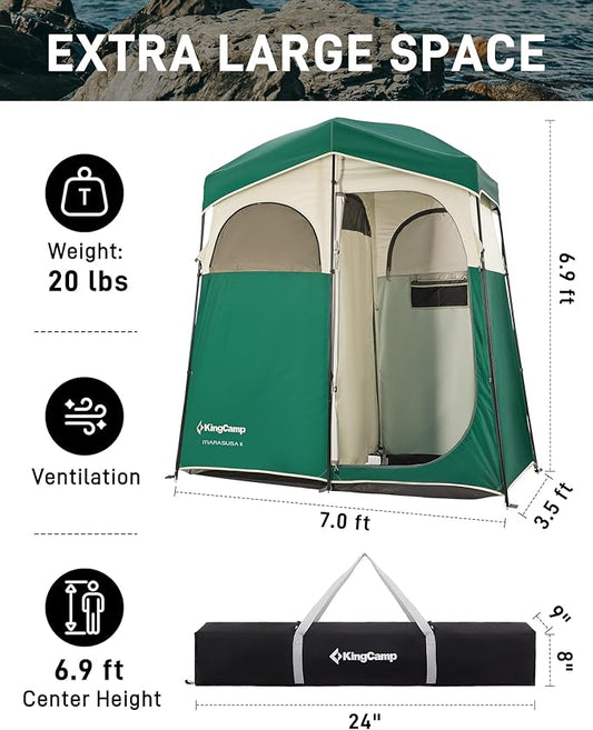 KingCamp Shower Tent, Portable Privacy Tent Outdoor Camping 1/2 Room Toilet Tents with Shower Bag & Dressing Room for Travel Beach Tailgate