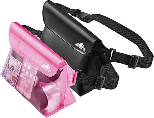 HEETA 2-Pack Waterproof Pouch with Waist Strap, Transparent Screen Touchable Dry Bag Bundled with 5-Pack Clear Waterproof Dry Bag, Water Tight Cases Pouch Dry Bags