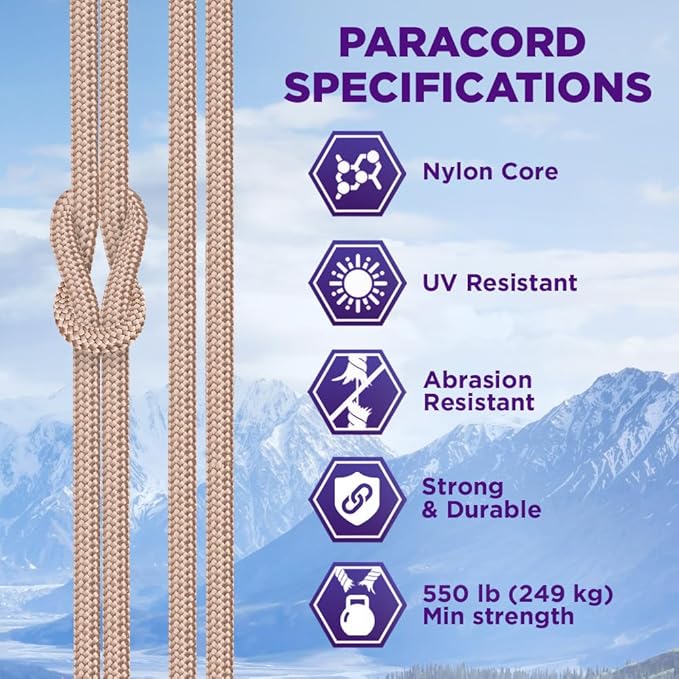 TECEUM Heavy Duty Rope 1000 – 1000ft / 200ft / 100ft / 50ft – 40+ Colors – Utility Rope for Survival & Camping Gear – Nylon String, Camping Rope, para Cord, Utility Nylon Rope, Tent Cord