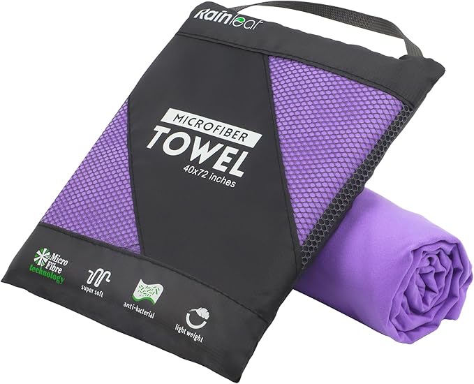 Rainleaf Microfiber Towel Perfect Travel & Gym & Camping Towel. Quick Dry - Super Absorbent - Ultra Compact - Lightweight. Suitable for Trip, Beach, Shower, Backpacking, Pool