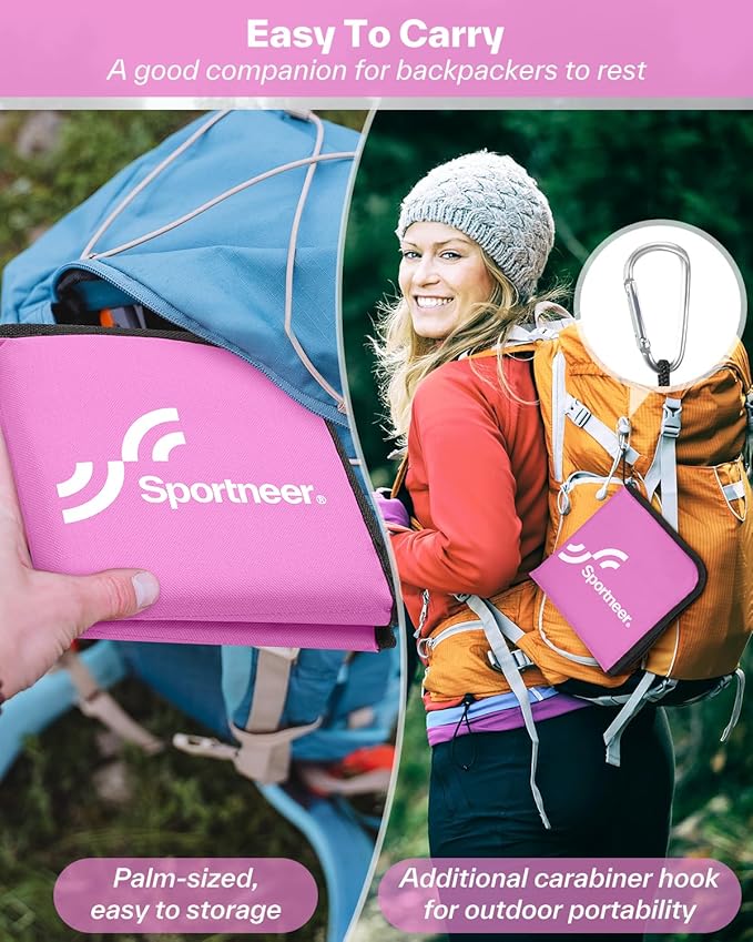 Sportneer Sitting Pad, Sit Pads for Backpacking Portable Camping Sit Pad Waterproof Folding Pad Stadium Seat Pad for for Camping Picnics Hiking