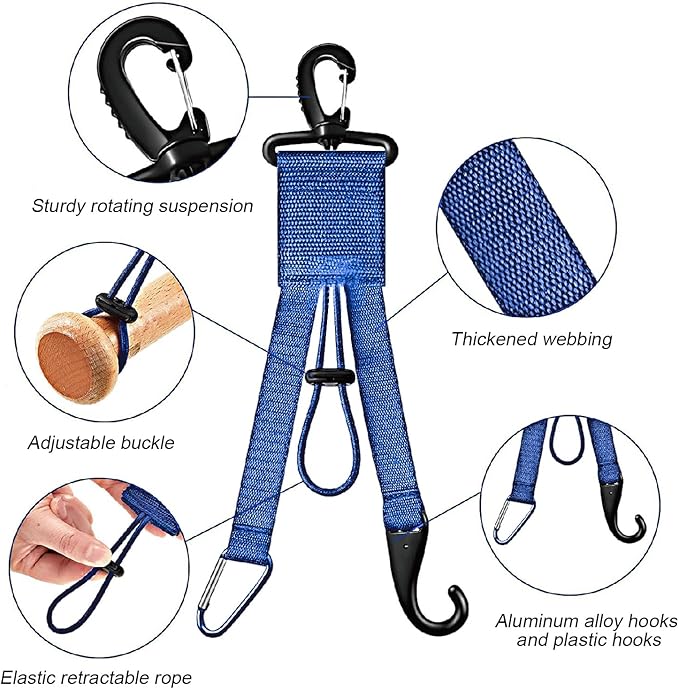 Baseball Softball Gear Hanger Dugout Organizer -Multipurpose Hanging Buckle Metal Hangers for Hold Outdoor Sports Equipment, Camping, Gloves, Helmets, Bats, Water Bottle Holder (Blue)