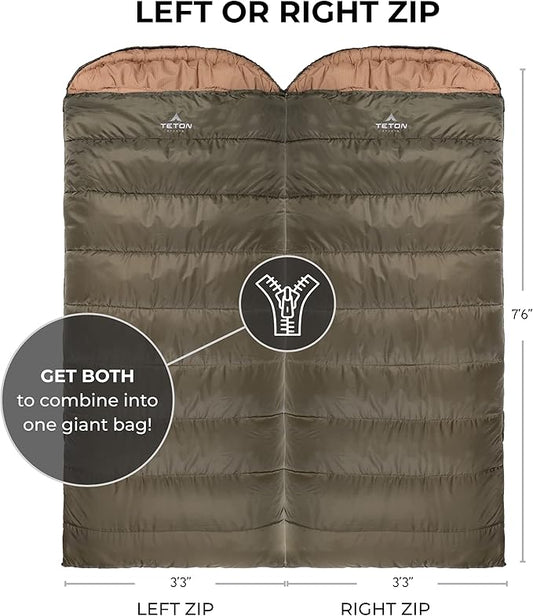 Teton Celsius XXL Sleeping Bag, Cold Weather Sleeping Bags for Adults and Kids, Camping Made Easy and Warm. Compression Sack Included, 35F, 25F, 0F, 20F Degree