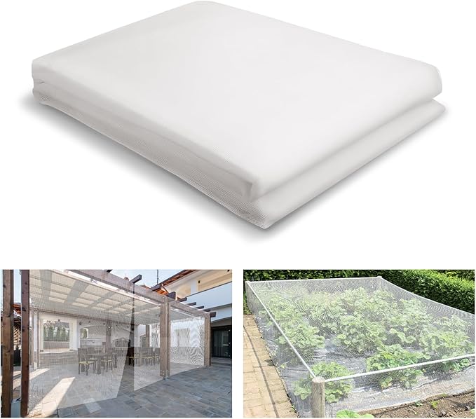 Stronger Garden Mesh Netting - 10 x 12 ft PPT Nano Bird Net Barrier, Mosquito Netting Screen for Outdoor Plants Vegetables Patios Balconies Terraces, Shading Rate 20% (White)