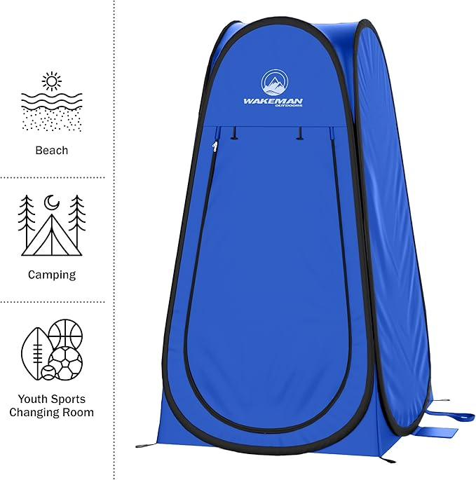 Pop Up Pod - Privacy Shower Tent, Dressing Room, or Portable Toilet Stall with Carry Bag for Camping, Beach, or Tailgate by Wakeman Outdoors
