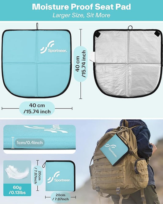 Sportneer Sitting Pad, Sit Pads for Backpacking Portable Camping Sit Pad Waterproof Folding Pad Stadium Seat Pad for for Camping Picnics Hiking