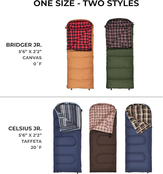 Teton Junior, 20 Degree and 0 Degree Sleeping Bags. Finally, Sleeping Bag for Boys, Girls, All Kids, Warm and Comfortable, for All Camping Weather and Built to Last