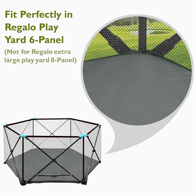 Playpen Mattress, Compatible with Regalo My Play Play Yard, Self Inflatable Comfortable with Carry Case - Dark Grey