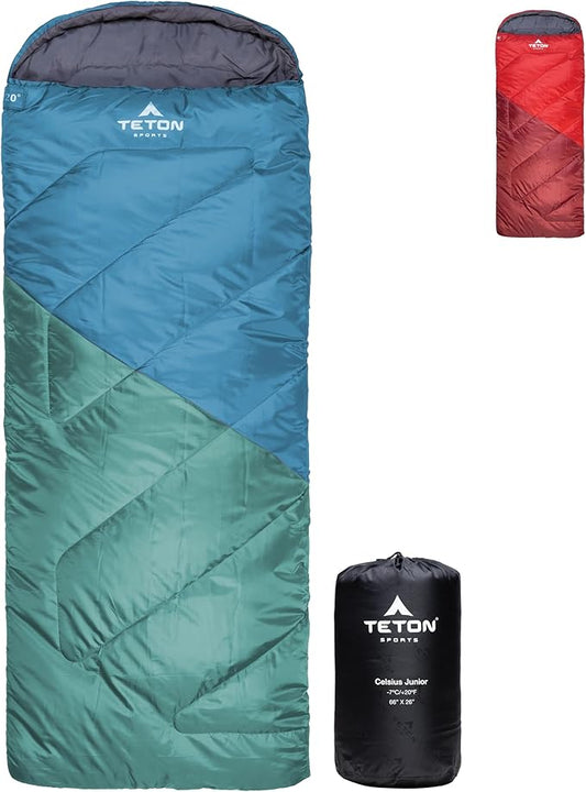 Teton Junior, 20 Degree and 0 Degree Sleeping Bags. Finally, Sleeping Bag for Boys, Girls, All Kids, Warm and Comfortable, for All Camping Weather and Built to Last