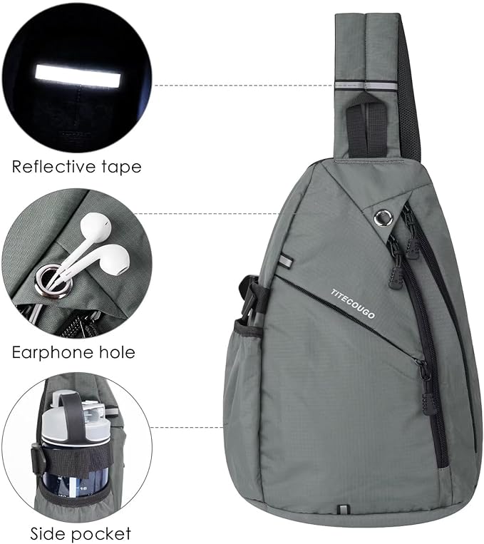 TITECOUGO Sling Bag Crossbody Shoulder Outdoor Travel Hiking Backpack for Women & Men