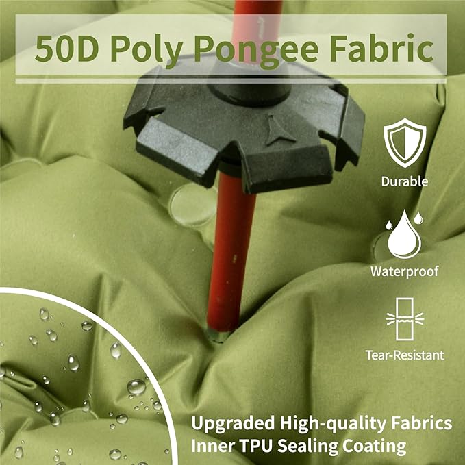 MEETSUN Self Inflating Sleeping Pad,50D Poly Pongee Fabric,Wear-Resistant,Camping Mattress Pad with Pillow,Built-in Foot Pump,4.5" Thick Lightweight Sleeping Mat for Floor,Camping,Backpacking,Tent.