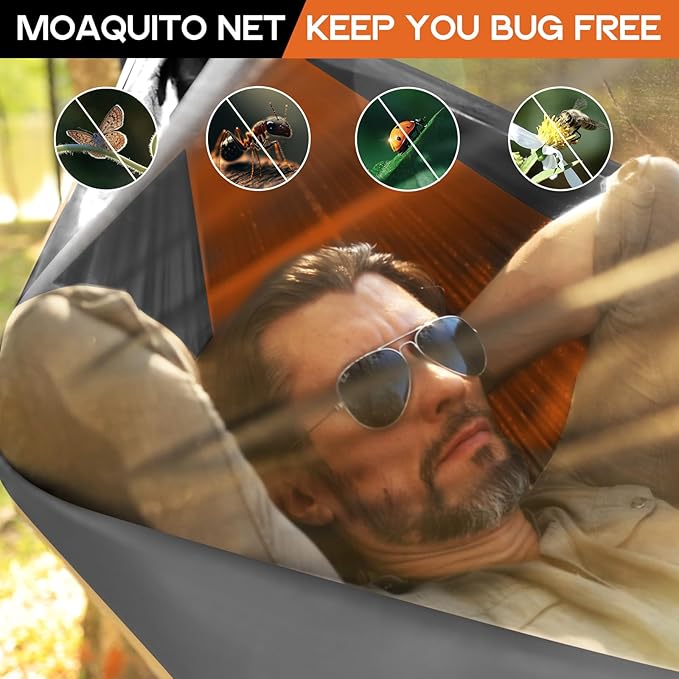 Camping Hammock Mosquito Net,Double & Single Portable Hammocks Hammocks with 2 Tree Straps,Hammock Tent for Travel Camping,Camping Accessories for Indoor Outdoor Hiking Backpacking Backyard Beach