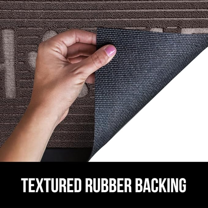 GORILLA GRIP 100% Waterproof All-Season WeatherMax Doormat, 47x35, Durable Natural Rubber, Stain and Fade Resistant, Low Profile, Indoor Outdoor Door Mats, Easy Clean Entrance Mat, Espresso Home Paw