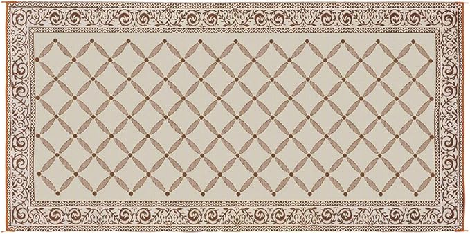 Stylish Camping 119187 9-feet by 18-feet Reversible Mat, Plastic Straw Rug, Large Floor Mat for Outdoors, RV, Patio, Backyard, Picnic, Beach, Camping (Brown/Beige)
