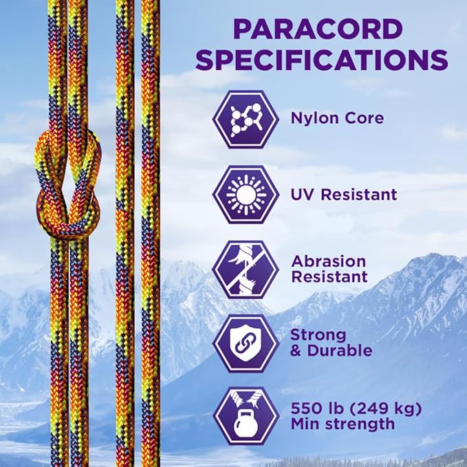 TECEUM Heavy Duty Rope 1000 – 1000ft / 200ft / 100ft / 50ft – 40+ Colors – Utility Rope for Survival & Camping Gear – Nylon String, Camping Rope, para Cord, Utility Nylon Rope, Tent Cord