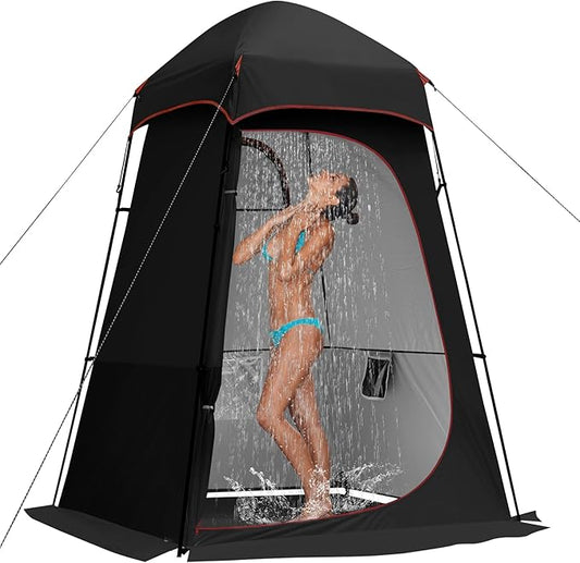 Camping Shower Tent, Oversize Pop Up Changing Tent, Portable Outdoor Bathroom Toilet Tent with Floor, Easy Set Up Privacy Shelter for Dressing, Hiking, Fishing, UPF50+