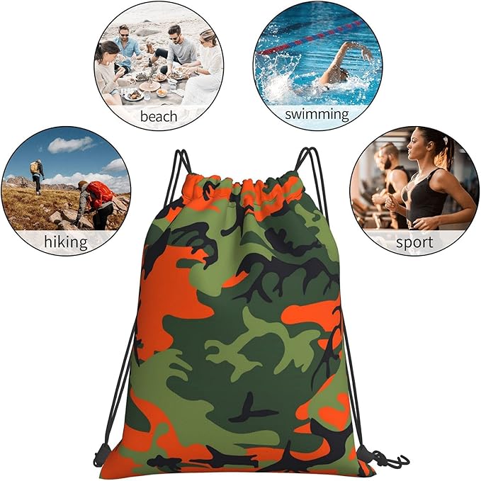 Camo Drawstring Bag Camouflage Map Gym Backpack Sports Backpack Lightweight Waterproof Bags for Men Women Outdoor Gym Sport