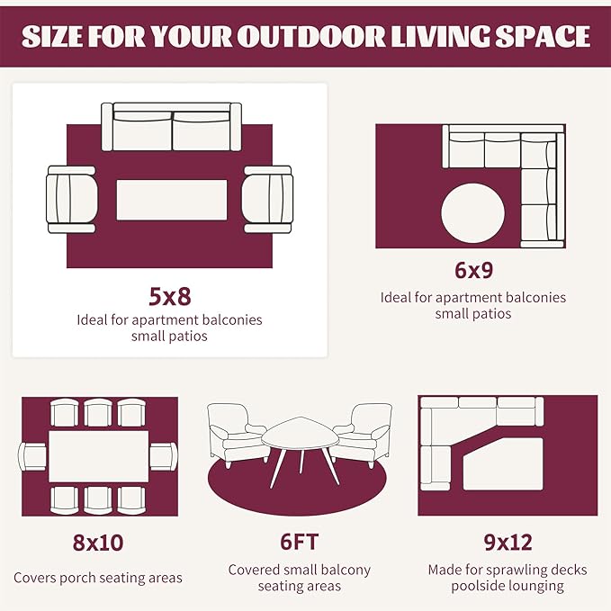 Ileading Outdoor Plastic Straw Rug 5x8ft Funny Floral Style Reversible Patio Area Rugs Waterproof Non Shedding Portable Carpets for Rv Outside Deck Pool Beach Picnic Camping (Pink)