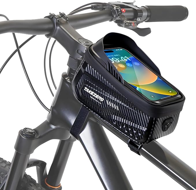 Bike Front Frame Bag,Bike Accessories, Waterproof Bike Frame Bag with TPU Touch-Screen & Rain Cover (Phones under 6.8'')"