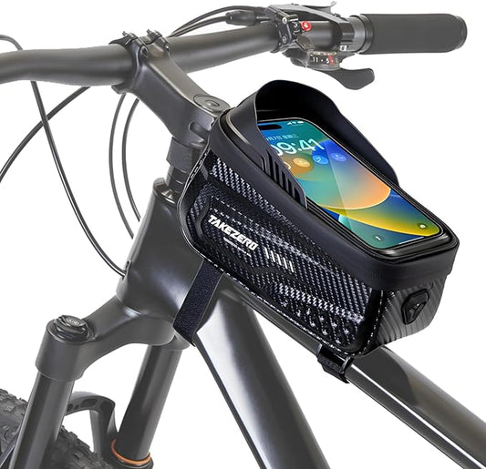 Bike Front Frame Bag,Bike Accessories, Waterproof Bike Frame Bag with TPU Touch-Screen & Rain Cover (Phones under 6.8'')"