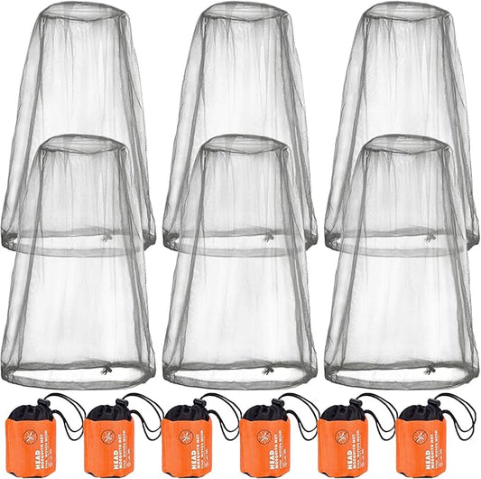 6 Packk Mosquito Covers Wearable Head Net Face Mesh Protecting Net Mosquito Fly Insects Bugs Preventing for Outdoor
