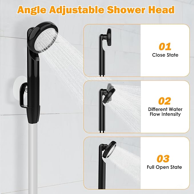 Portable Shower Camping Shower, Outdoor Camp Shower Pump with 5 Gallons Collapsible Bucket, Rechargeable Shower Battery Powered Handheld Shower Head kit for Camping, Beach Washing, Pet Cleaning