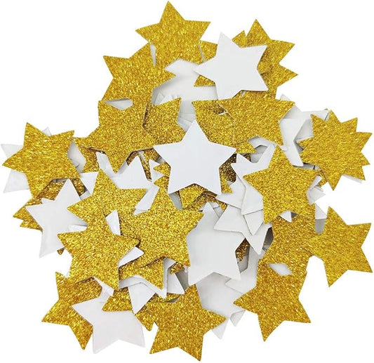 1.5 inch Gold Glitter Adhesive Star Stickers for New Year Birthday DIY Decoration Pack of 150