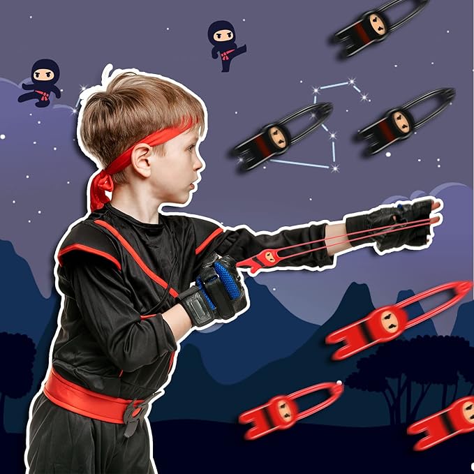 48 Pcs Stretchy Flying Ninjas Stretchable Funny Finger Ninja Slingshot Toys Elastic Stretchy Flying Slingshot Ninja Toys Ninja Party Favors Supplies