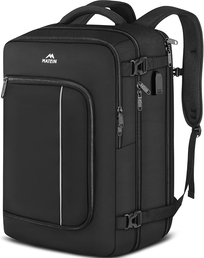 MATEIN Carry On Backpack for Airplanes, 40L Underseat Travel Backpack Personal Item Bag with USB Charging Port and Shoe Pouch, TSA 17 inch Bags for Men Flight Approved, Work Casual Daypack