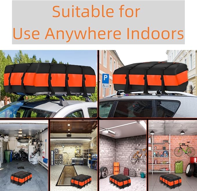 Rooftop Cargo Bag, 21 Cubic Waterproof Roof Rack Cargo Bag Soft-Shell Rooftop Cargo Bag Car Rooftop Cargo Carrier Bag Suitable Suitable for All Cars Mat Door Hooks and Luggage Lock