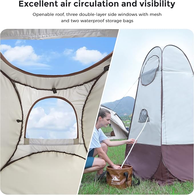 FLEXTAILGEAR Pop Up Privacy Tent Portable Camping Shower Instant Privacy Shelters Changing Dressing Room Pod Outdoor Camp Potty Toilet Bathroom with Carry Bag for Camping Hiking Beach Sunshade Fishing