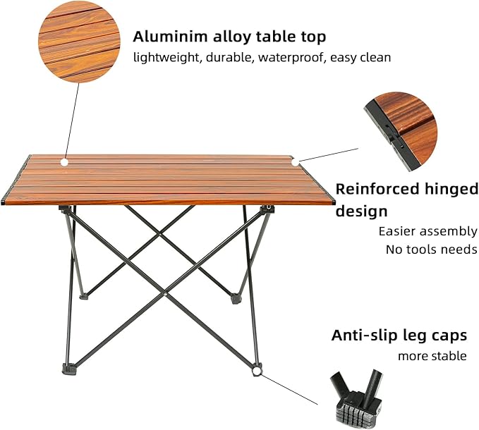 ROCK CLOUD Portable Camping Table Ultralight Aluminum Camp Table Folding Beach Table for Camping Hiking Backpacking Outdoor Picnic