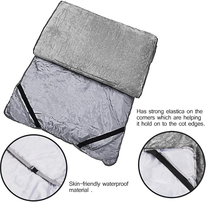 Sleeping Cot Pads (75" x 28") with Elastic Straps Portable for Outdoor & Hiking, Cotton Soft Thick Camping Cot Pad,Waterproof