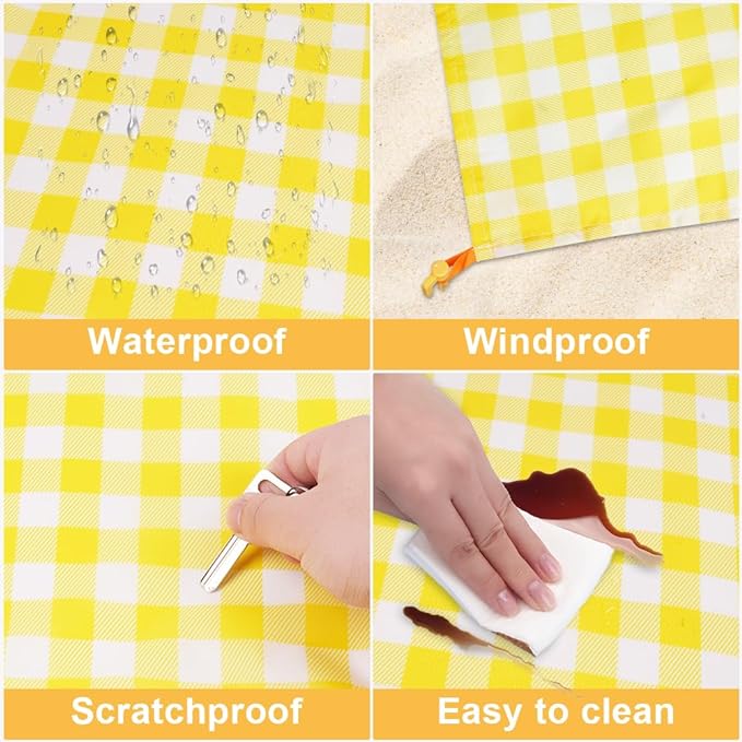 Beach Blanket Beach Mat, Sandproof Waterproof Beach Mat, Picnic Blanket, Extra Large 55x79 in (3-5 People) Picnic Blanket with 1 Storage Bag & 4 Fixed Nails for Beach, Camping, Hiking, Picnic