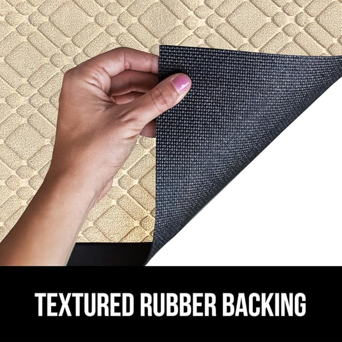 GORILLA GRIP 100% Waterproof All-Season WeatherMax Doormat, 23x35, Durable Natural Rubber, Stain and Fade Resistant, Low Profile, Indoor Outdoor Door Mats, Easy Clean Patio Entrance Mat, Modern Latte