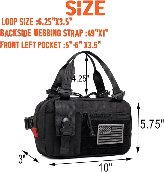 Tactical Molle Admin Pouch of Laser Cut Design,Medical EMT Organizer with Phone Pouch,EDC EMT Pack IFAK Tool Holder with US Patch (Small Black-Include Accessories)