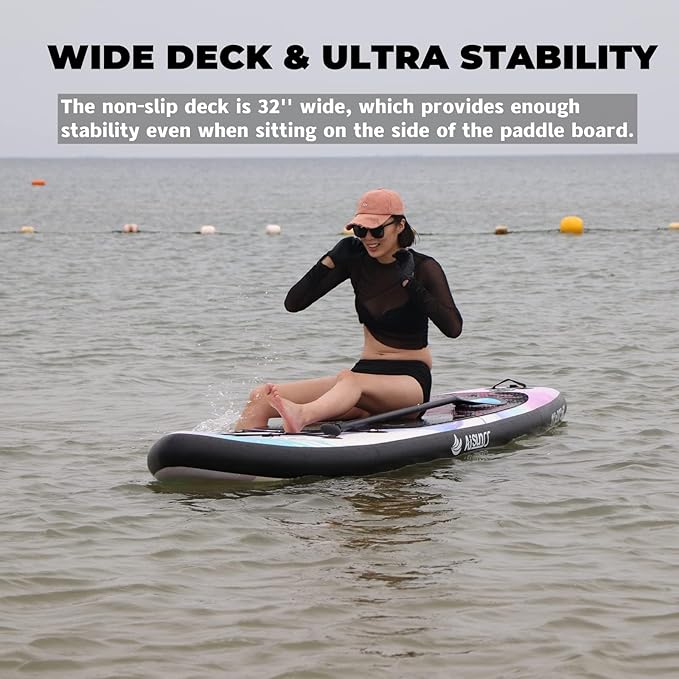 Inflatable Paddle Board for Adult, Paddle Board for All Skill Levels, Wide SUP Board with Primium Accessories Include SUP Carry Bag, Hand Pump, 10L Waterproof Bag and Adj Paddle