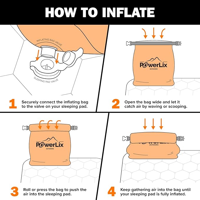 POWERLIX Ultralight Inflatable Camping Sleeping Pad - Camping Mattress for Backpacking, Hiking, Compact Lightweight Air Pad for Camping, Inflation Hand Pump Bag/Repair Kit Included