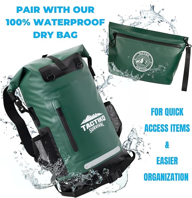 Tactiko Heavy-Duty 2L Splash Water Resistant Zipper Pouch - Hold-All Organizer for Dry Bags, Travel Bags