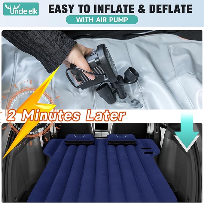 Model Y Mattress for Tesla: Inflatable SUV Mattress for Portable Camping Mattress Foldable Air Mattress with Air Pump and Storage Bag for Tesla Model Y and SUV Travel, Navy