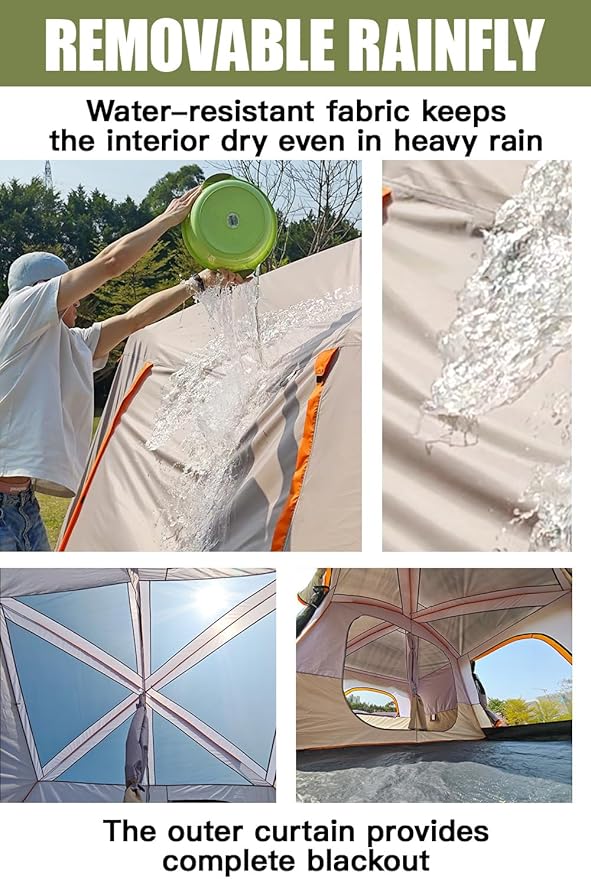 Camping Tents, 4-8 Person Stand Up Tent, Straight-Wall Design,with Full-Coverage PU-Coated All-Around Tents for Camping, Hiking, Picnic, Bivy