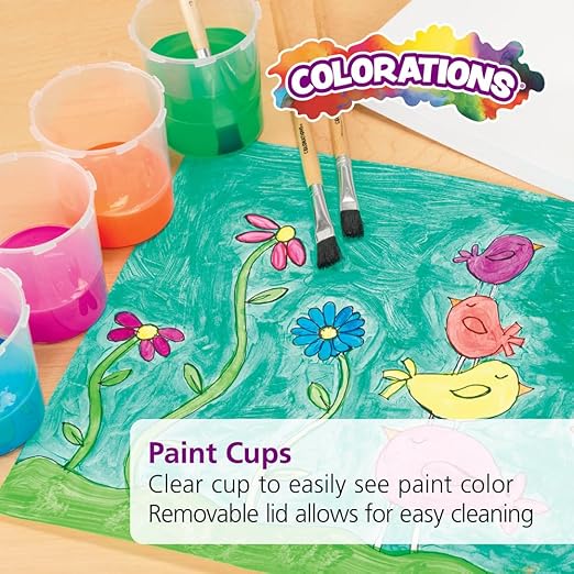 Colorations Air-Tight, No-Mess Paint Cups for Kids Paints, Set of 10, Essential Paint Supply, Kids Painting Cups, No Spill Painting, Kids Paint Cups, Homeschool, Homeschool Use, Paint Pots