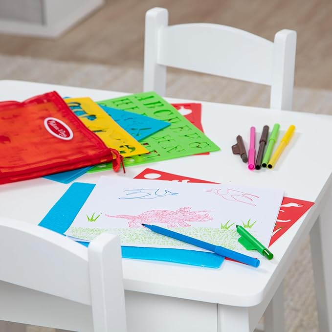 Melissa & Doug Created by Me! Stencil Art Coloring Activity Kit in Storage Pouch - 170+ Designs, 6 Markers, 2 Crayons, Paper - FSC-Certified Materials