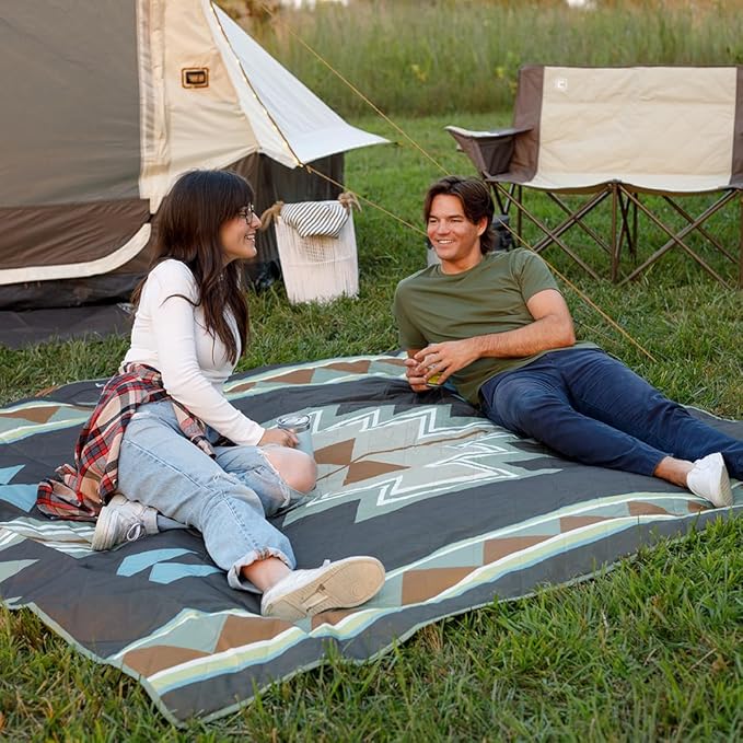 CORE Outdoor Weighted Blanket | Packable Waterproof Picnic Blanket, Beach Mat, Tent Camping Rug, & Stadium Blanket | Large Portable 94" x 78" Quilt Design with Built-in Straps and Carry Handle