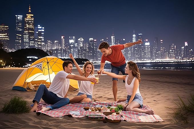 Wind Tour Family Outdoor Waterproof Durable Picnic Blankets with Carry Strap Foldable Sandproof Picnic Floor Mat for Kids Playground Camping Hiking Grass Travelling (1, Red-78.7 * 78.7 in)