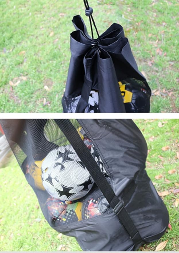Greenery-GRE Extra Large Mesh Equipment Bag Adjustable Strap Drawstring Heavy Duty Hold 15 Soccer Balls Netball Basketball Football Bags Sports Duffel