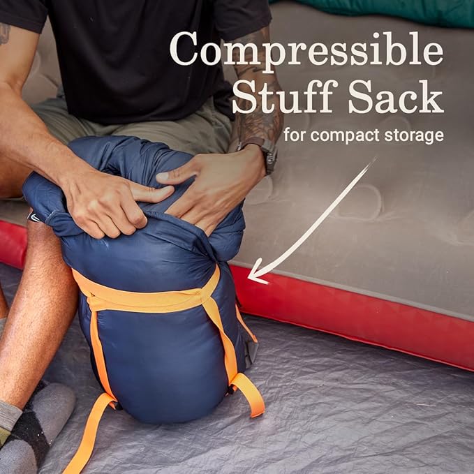 Coleman Big Bay 20°F Sleeping Bag, Adult Mummy Sleep Sack with Headrest